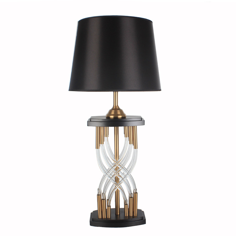 โคมไฟตั้งโต๊ะคริสตัลโป๊ะผ้าสีดำ สไตล์ยุโรป [RFC4082]