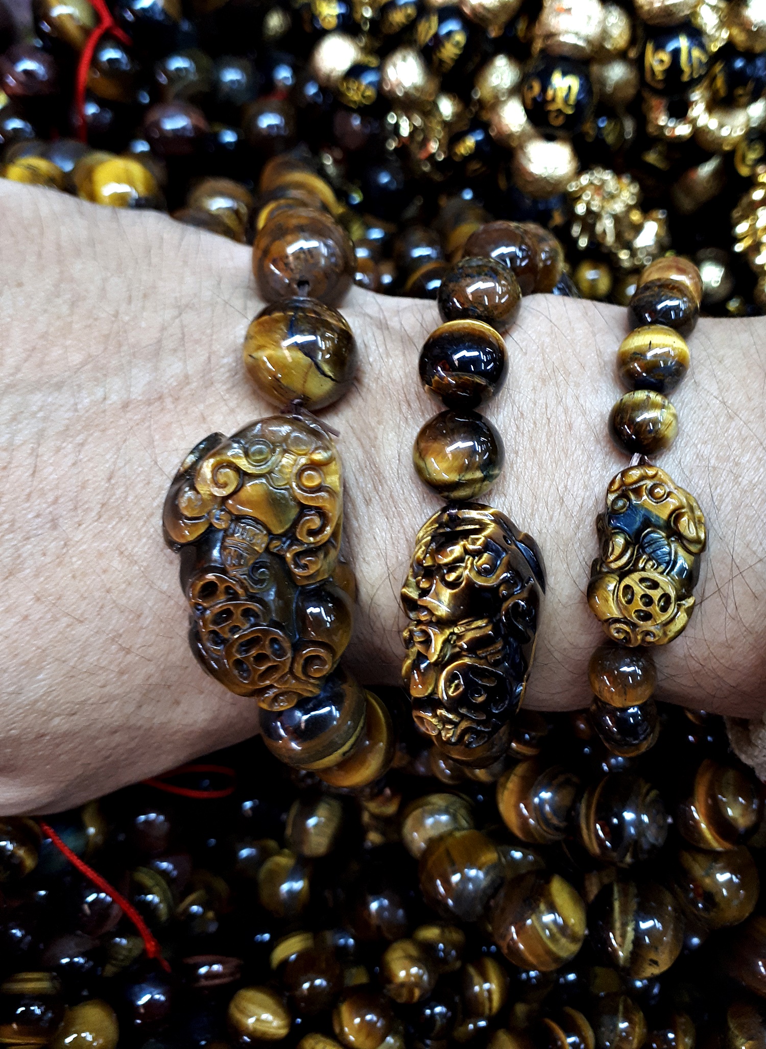 สร้อยข้อมือ ปี่เซียะ (ผีซิว) (Pi Xiu) หินไทเกอร์อาย ตาเสือ Tiger Eye (ขายปลีก ขายส่ง)
