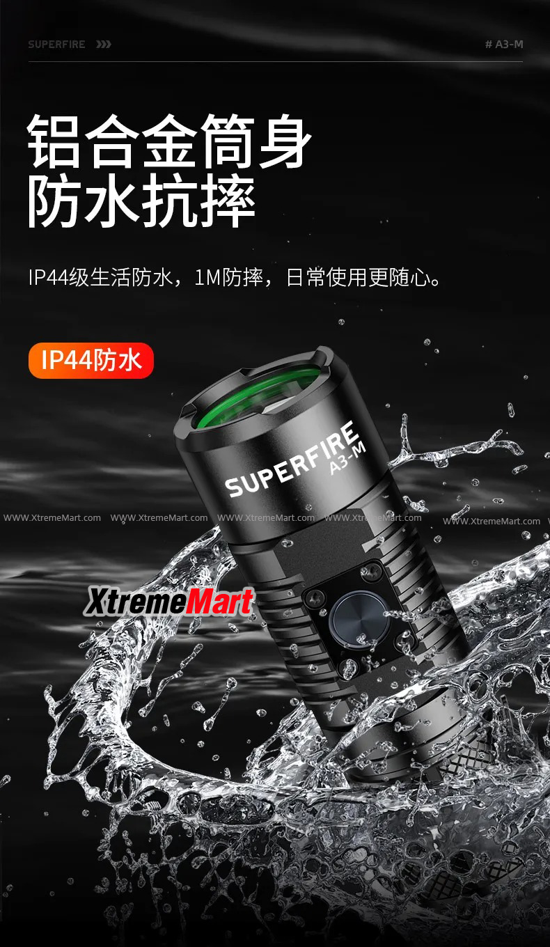 ชุดเซตไฟฉาย SupFire รุ่น A3-M XML2 แสงขาว 700 ลูเมน 5โหมด USB Rechargeable