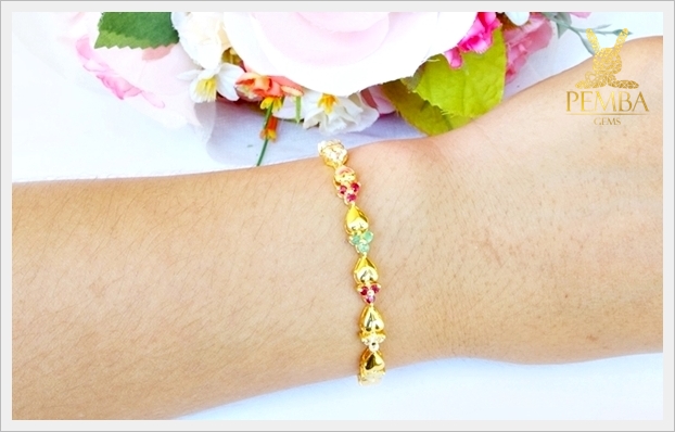 สร้อยข้อมือพลอยแท้ ประจำวันเกิด เงินแท้ ชุบทอง