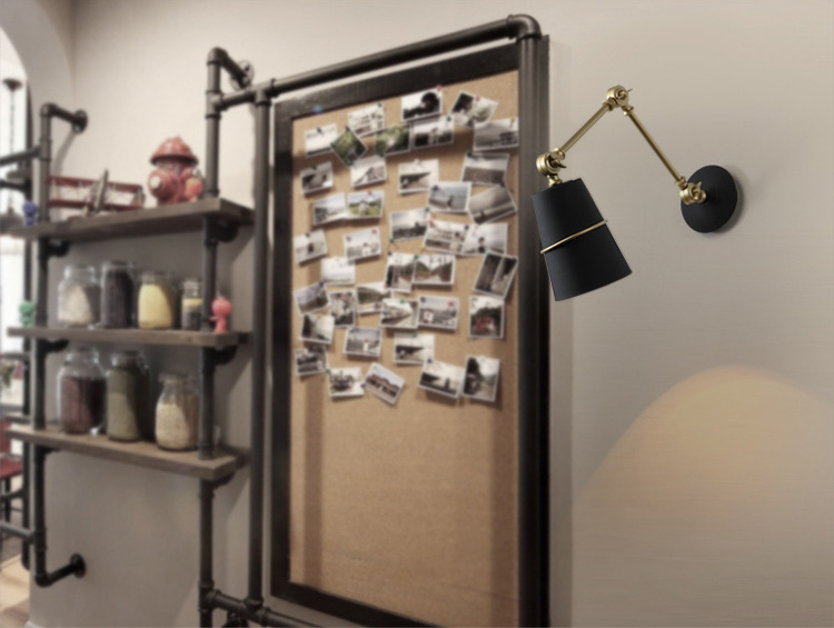 โคมไฟติดผนังภายในแขนปรับได้ 2 Step โป๊ะโคมทรงแก้วน้ำ สไตล์อเมริกันโมเดิร์น [DM8002-1B]