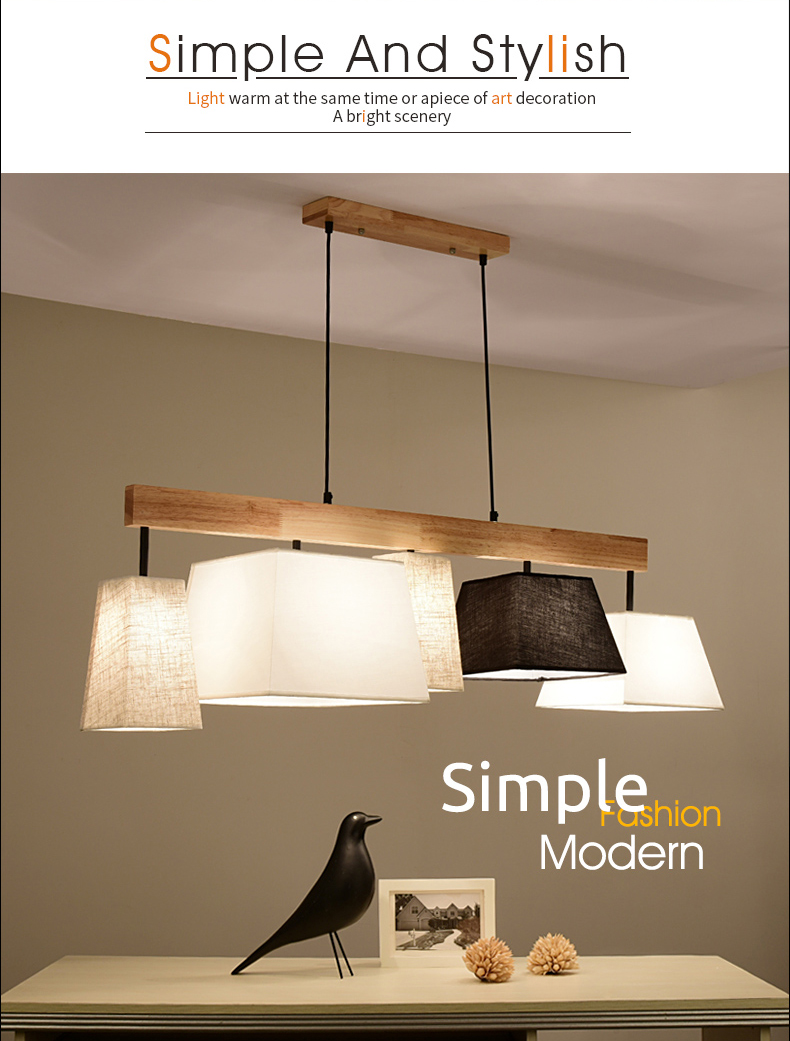 โคมไฟแขวนเพดานคานไม้โป๊ะผ้าคละแบบสไตล์โมเดิร์น [MD02361]