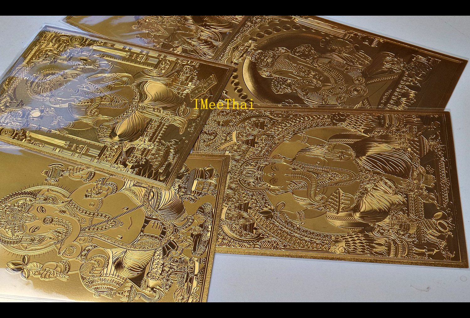 รูปภาพแผ่นทอง พระพิฆเนศ พระศิวะ พระแม่อุมา พระแม่กาลี ปางต่างๆ แผ่นทองพิมพ์ลายนูน 2หน้า (ขายปลีก ขายส่ง)