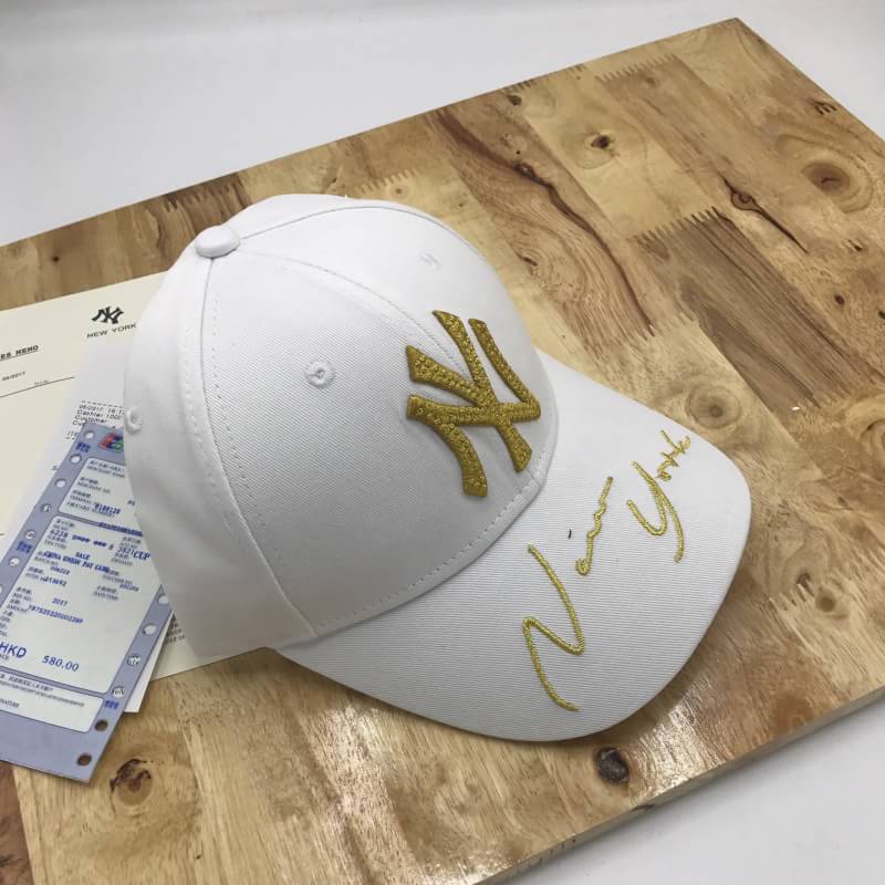 หมวกแก๊ป ny cap ลายดอกไม้ สีขาว