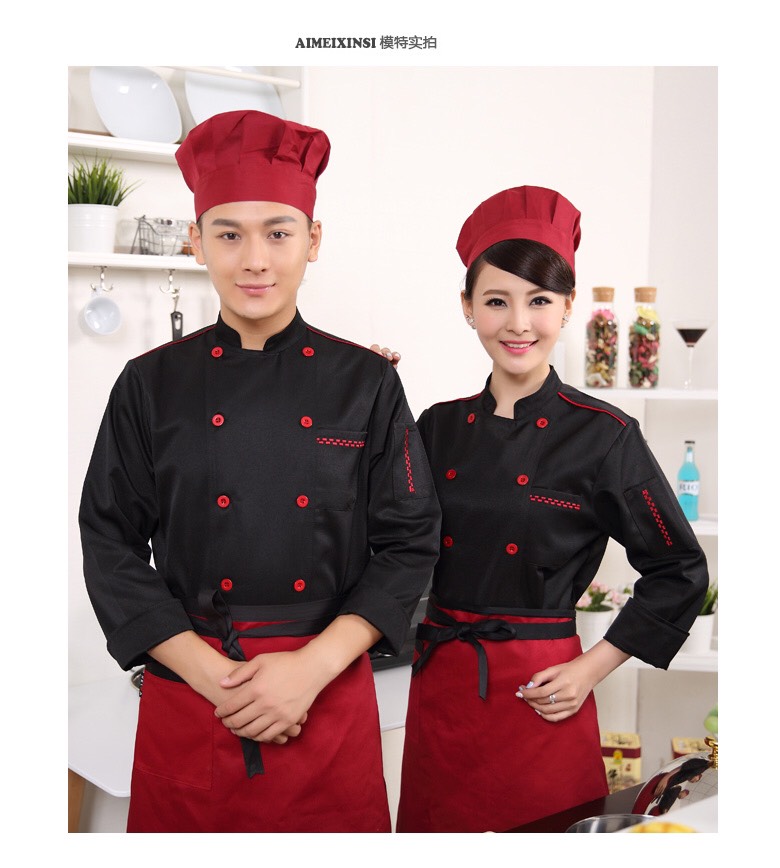 C6204003 เสื้อเชฟ เสื้อพ่อครัว เสื้อแม่ครัว เสื้อพนักงานทำอาหาร เสื้อกุ๊ก C6204003 สีภาพ M-3XL
