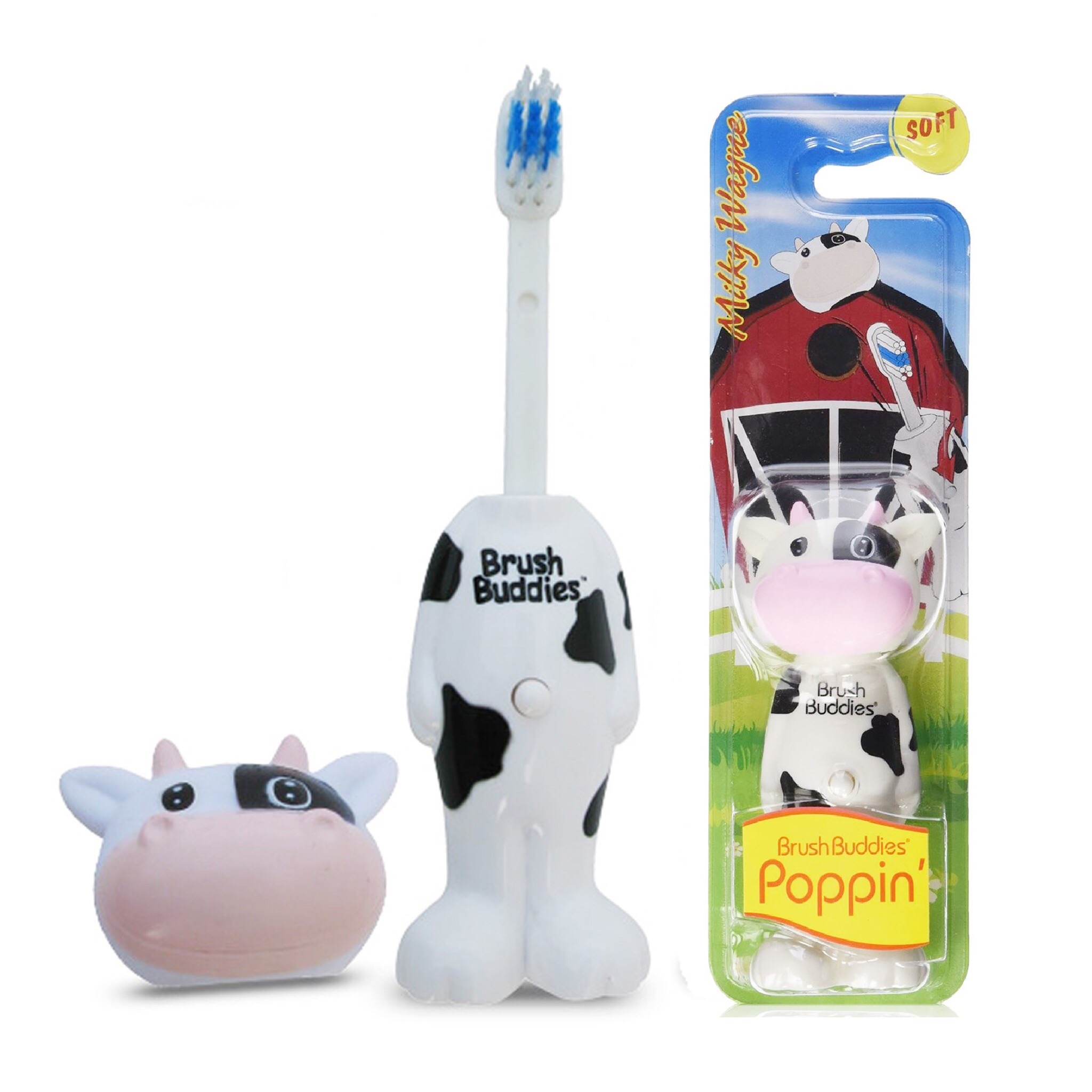 แปรงสีฟันเด้งดึ๋งปลอดสารพิษ Brush Buddies Poppin' Toothbrush (Milky Wayne)