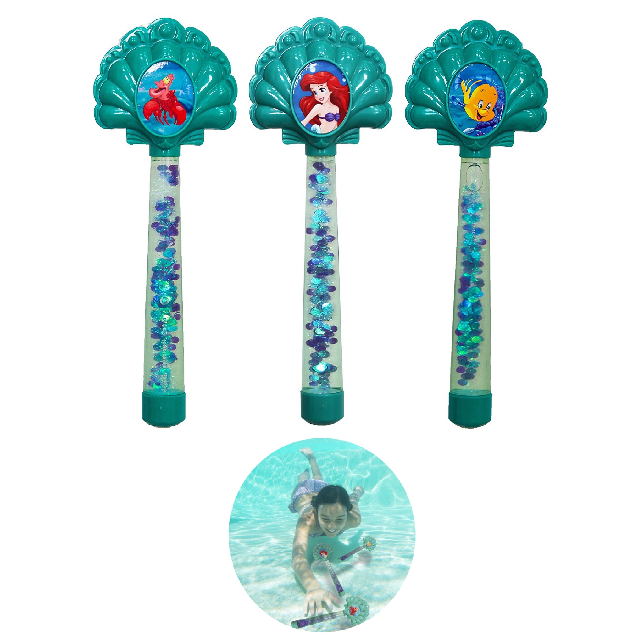 คฑาดำน้ำสุดน่ารัก SwimWays Disney Princess Ariel Glitter Dive Wands (Pack of 3)