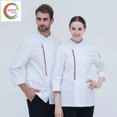 เสื้อเชฟ เสื้อพ่อครัว เสื้อแม่ครัว เสื้อพนักงานทำอาหาร เสื้อกุ๊ก C6503003 ขาว เขียว แดง M-3XL