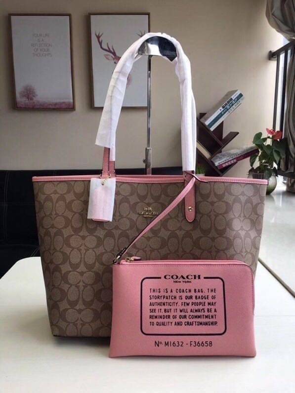 COACH REVERSIBLE CITY TOTE IN SIGNATURE (COACH F36658 ) (แอดไลน์ก่อนสั่งซื้อ)