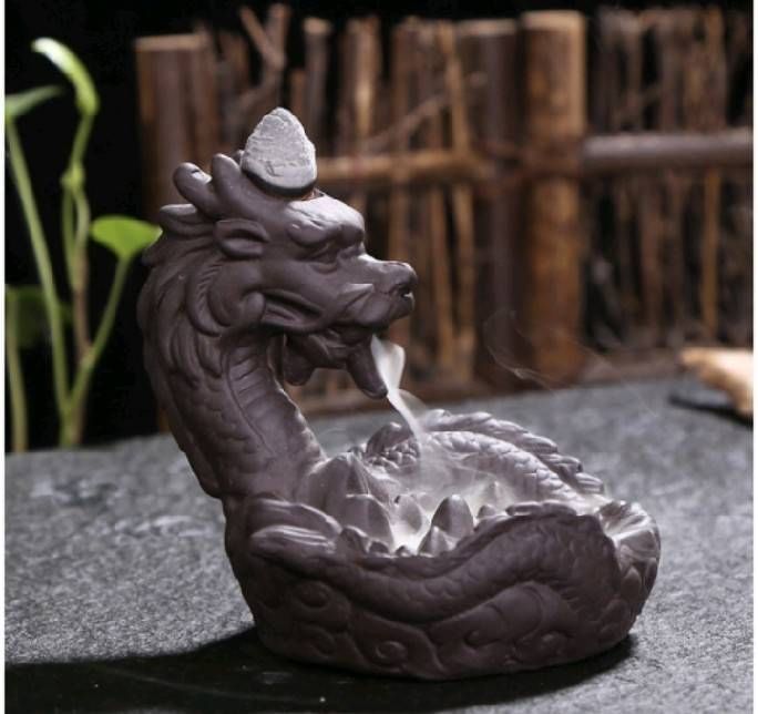 ที่วางกำยาน มังกร พ่นควัน (ขนาด ฐาน 13.8cm*14.5cm) (วัสดุเซรามิก)