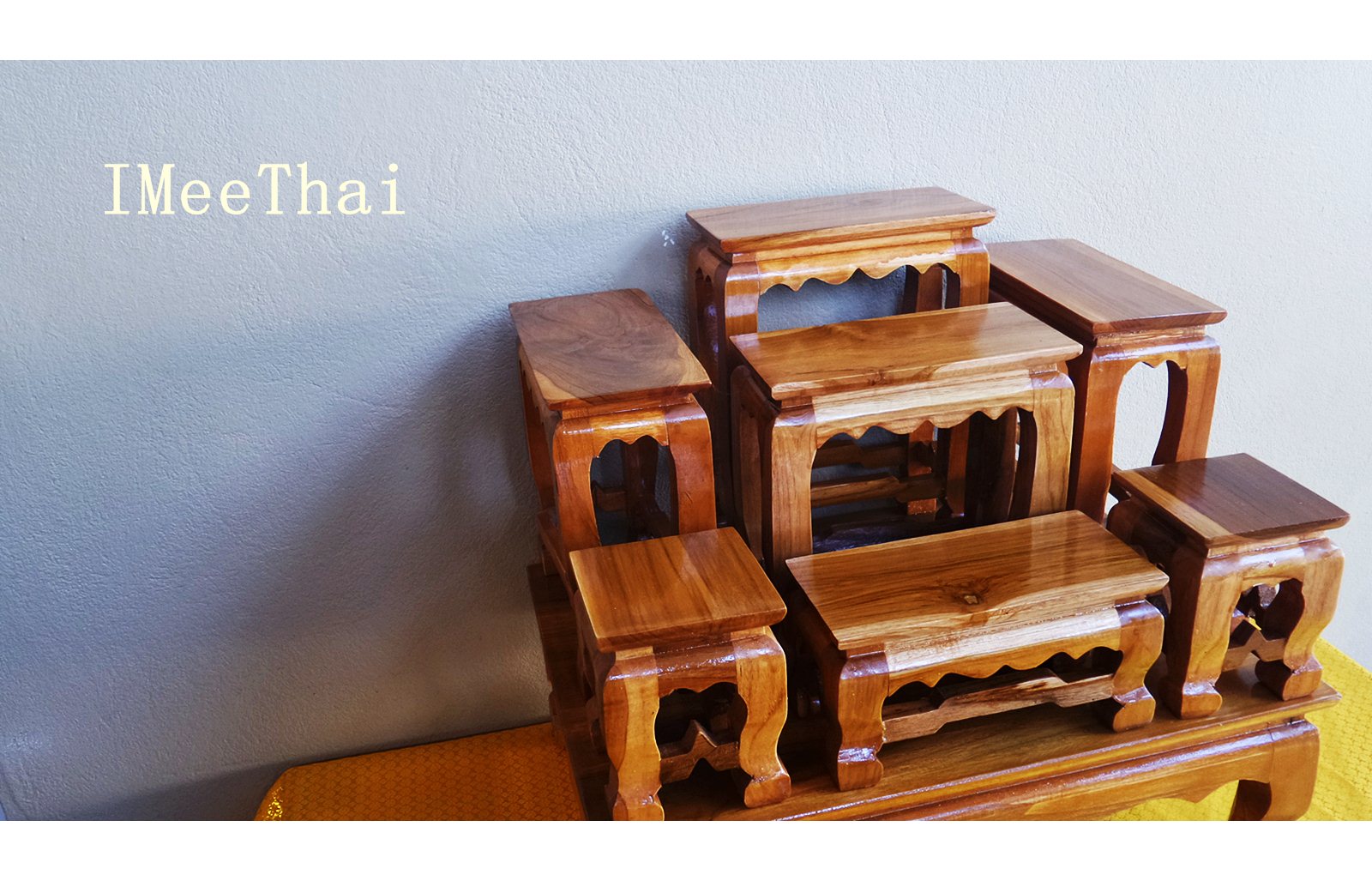 โต๊ะหมู่บูชา หมู่ 7 หน้า 4 (หน้า4x8) ไม้สักทอง