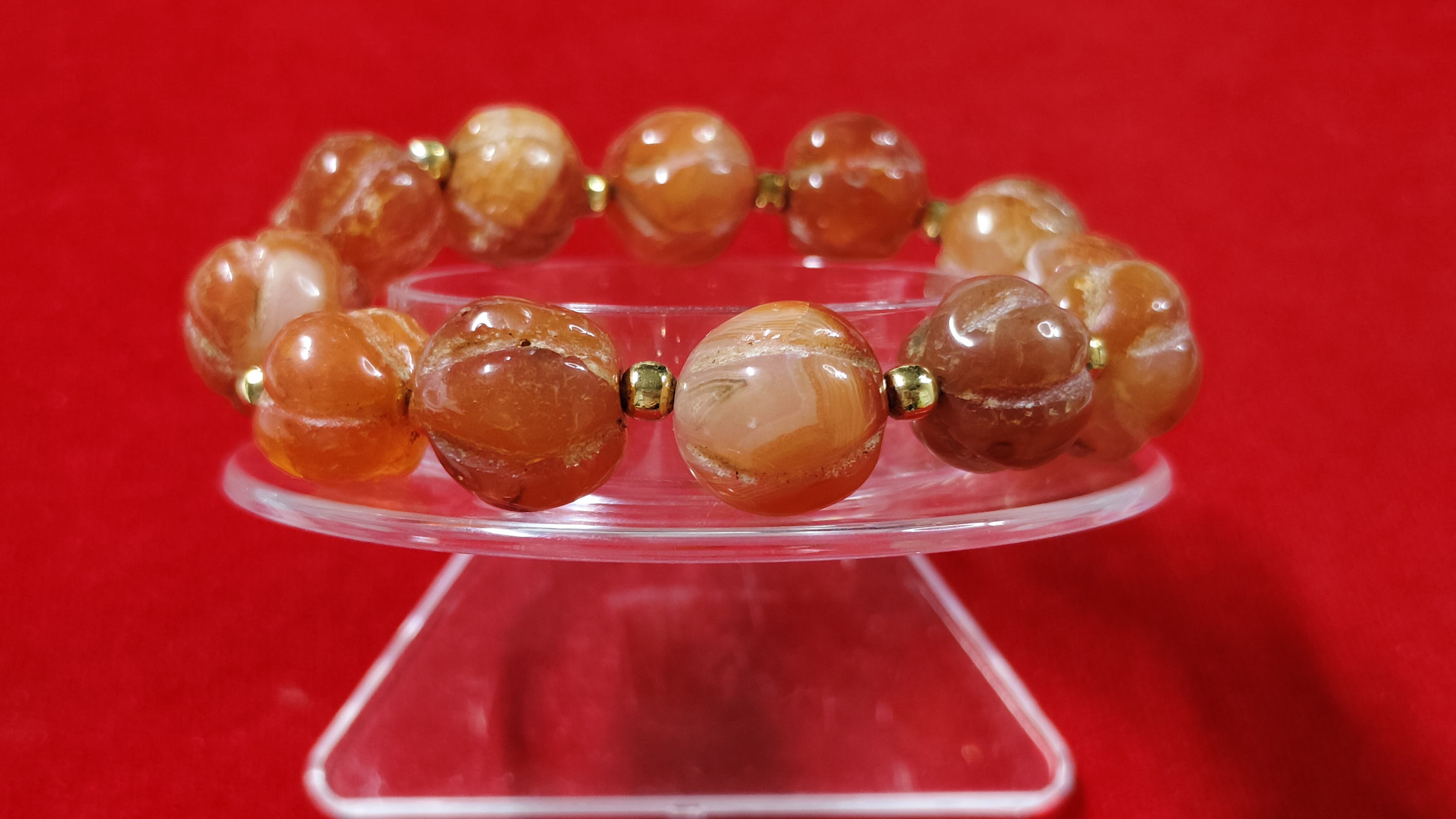 ข้อมือหินคาเนเลี่ยนแกะฟักทองรหัสbh-0035