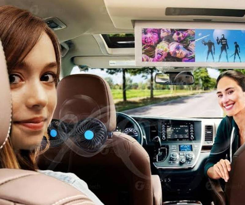 พัดลมติดรถยนต์ พัดลมระบายความร้อนในรถยนต์DC12/24Vปรับได้360องศา