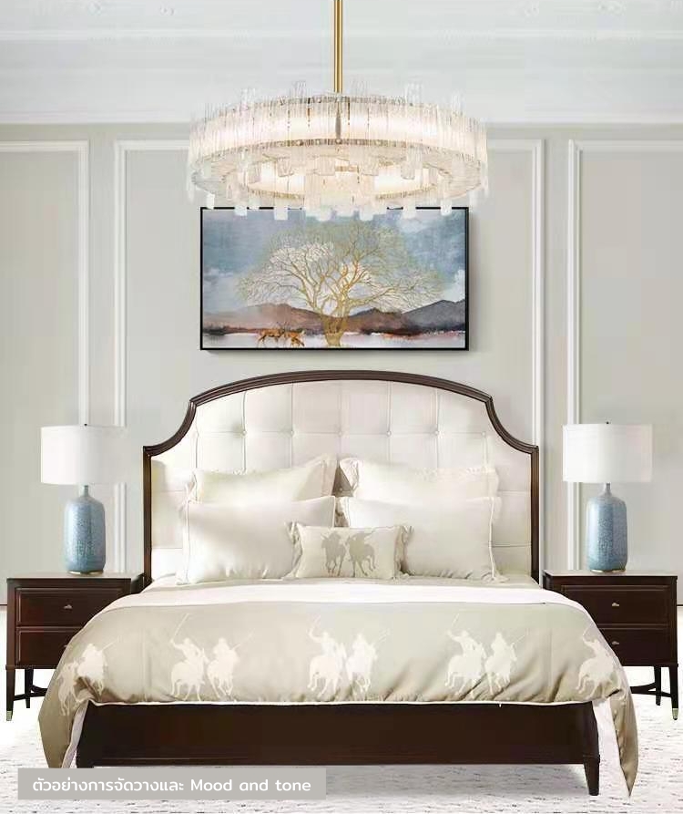 โคมไฟตั้งโต๊ะ Transitional Style ฐานวางเซรามิกทรงแจกันโทนสีฟ้าขาว โป๊ะผ้าโทนสีขาวทรงกระบอกกว้างแบบ Drum Shade [TBLX-0232]