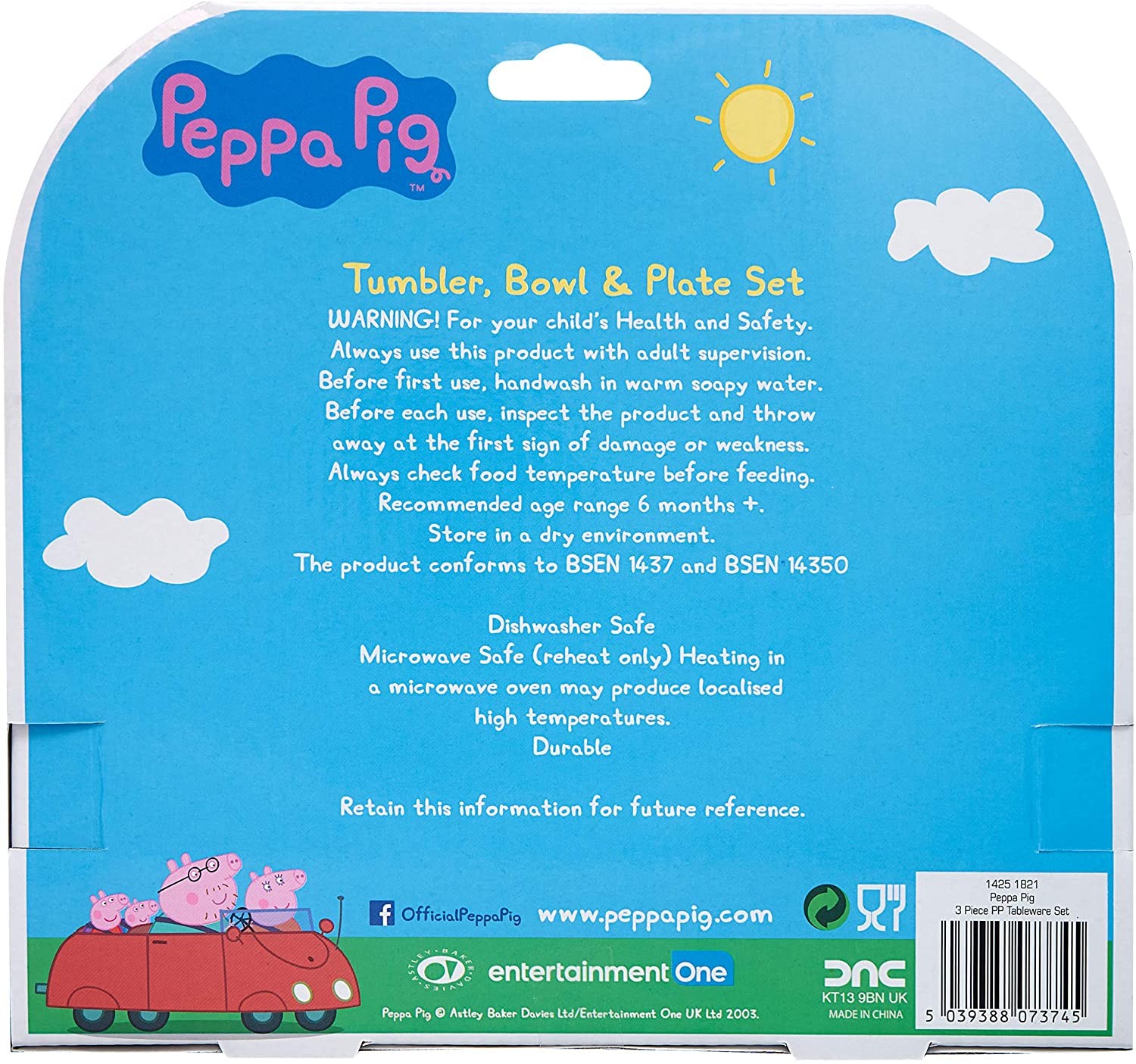 ชุดรับประทานอาหารสำหรับเด็ก DNC Peppa Pig Tumbler, Bowl & Plate Set