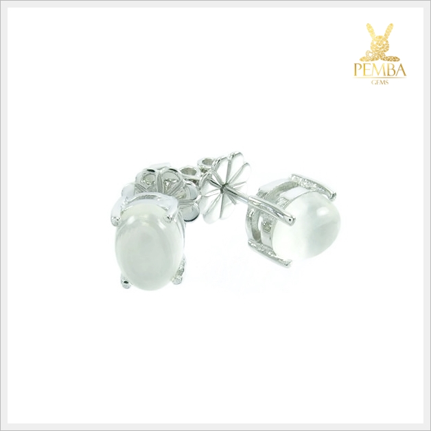 ต่างหูมุกดาหาร ต่างหูมูนสโตน เงินแท้