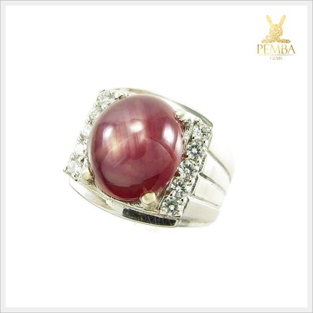 แหวนทับทิม Star เงินแท้925 ชุบทองคำขาว ตัวแทนของความรักบริสุทธิ์