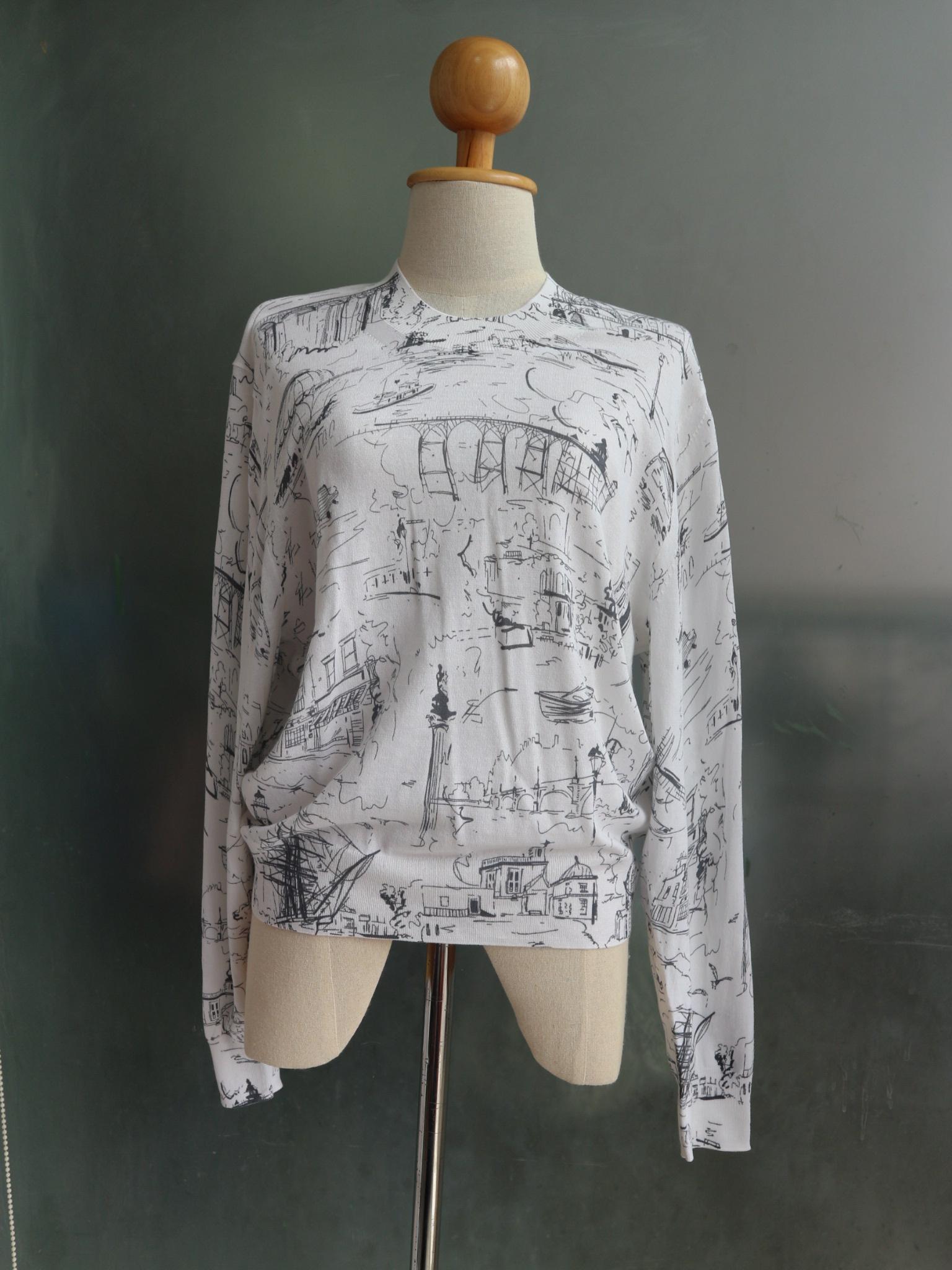 ขายเสื้อBurberry Landmark Print Silk Cashmere Sweater