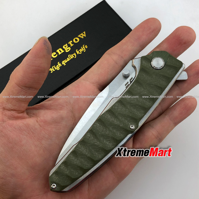 มีดพับ Eafengrow EF913 ด้ามเขียว ใบ Tanto D2 Blade ด้าม G10 Handle Folding knife Survival Camping tool tactical knife (เล่มละ)