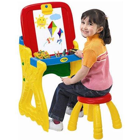 โต๊ะวาดเขียนเอนกประสงค์สำหรับเด็ก Crayola Play 'N Fold 2-in-1 Art Studio (Red & Yellow)