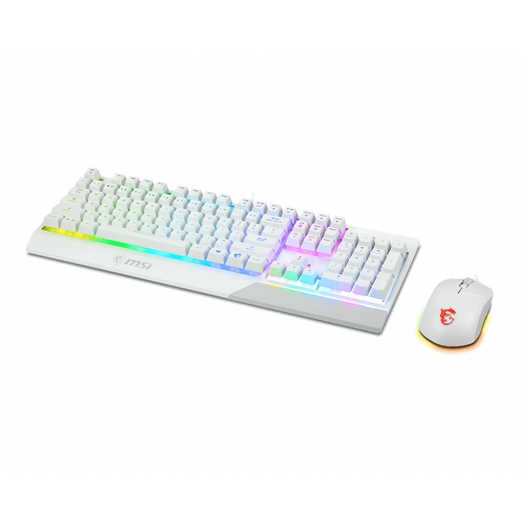 KEYBOARD & MOUSE (คีย์บอร์ดและเมาส์) White สีขาว MSI VIGOR GK30 GAMING KEYBOARD AND CLUTCH GM11 GAMING MOUSE COMBO