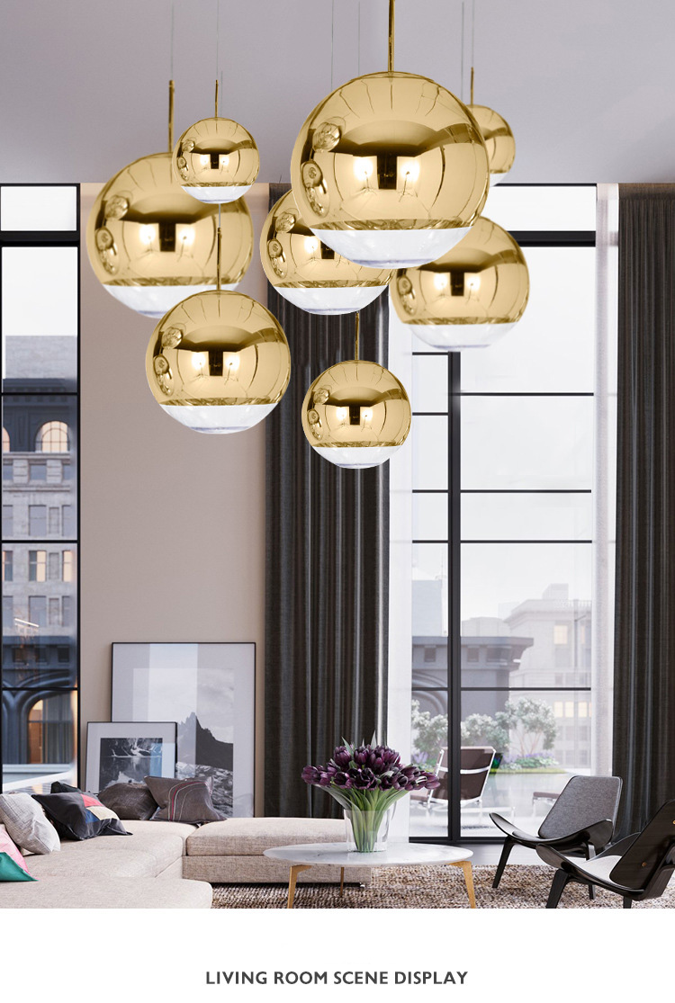 โคมไฟห้อยเพดานแก้วทรงกลม Bubble Glass 2สี สีทอง+สีแก้วใส [S5D5G33]