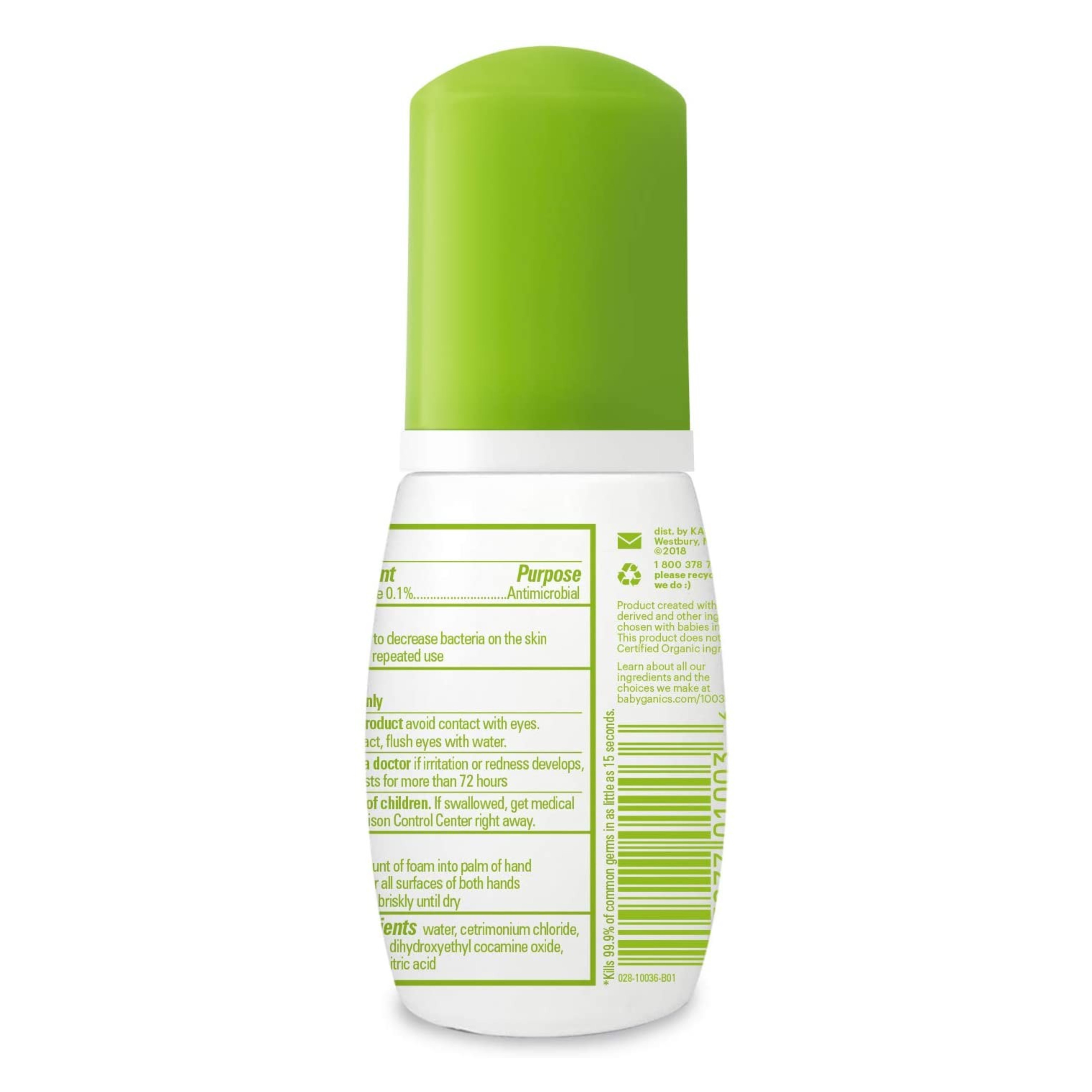 โฟมทำความสะอาดมือปลอดสารพิษ Babyganics On-The-Go Alcohol-Free Foaming Hand Sanitizer
