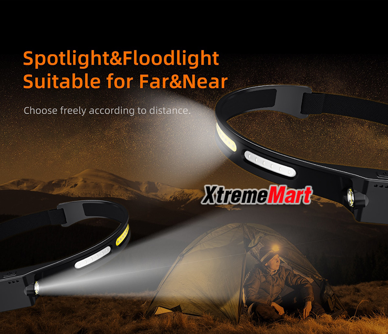 ไฟฉายคาดหัว Superfire HL76 LED + COB แสงขาว + ไฟข้างสีแดง พร้อมระบบ Sensor มือโบกเปิด-ปิด (ชุดละ)