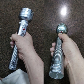 ไฟฉายโบราณกระบอกเหล็ก ไฟฉายวินเทจด้ามยาว ไฟฉายด้ามโลหะ