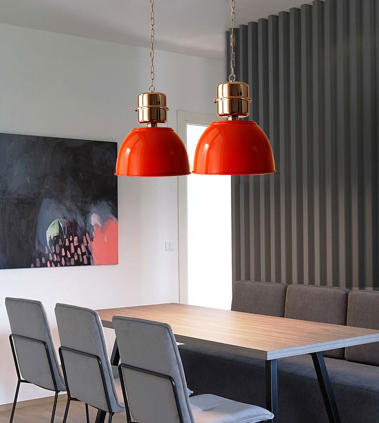 โคมไฟแขวนเพดานทูโทนหัวโคมทรงกระบอกเตี้ยชุบโครเมี่ยมสไตล์ Industrial [IS-2306]