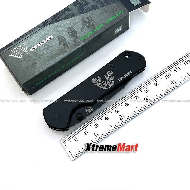 มีดพับ Classic Sanrenmu 7010LUI-SH1 ใบดำ Pocket EDC Folding Knife Camping Tool (เล่มละ)