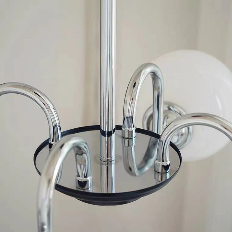 โคมไฟแขวนเพดาน Medieval French glass โป๊ะโคมทรงกลมสีขาวนม [AL-6464]