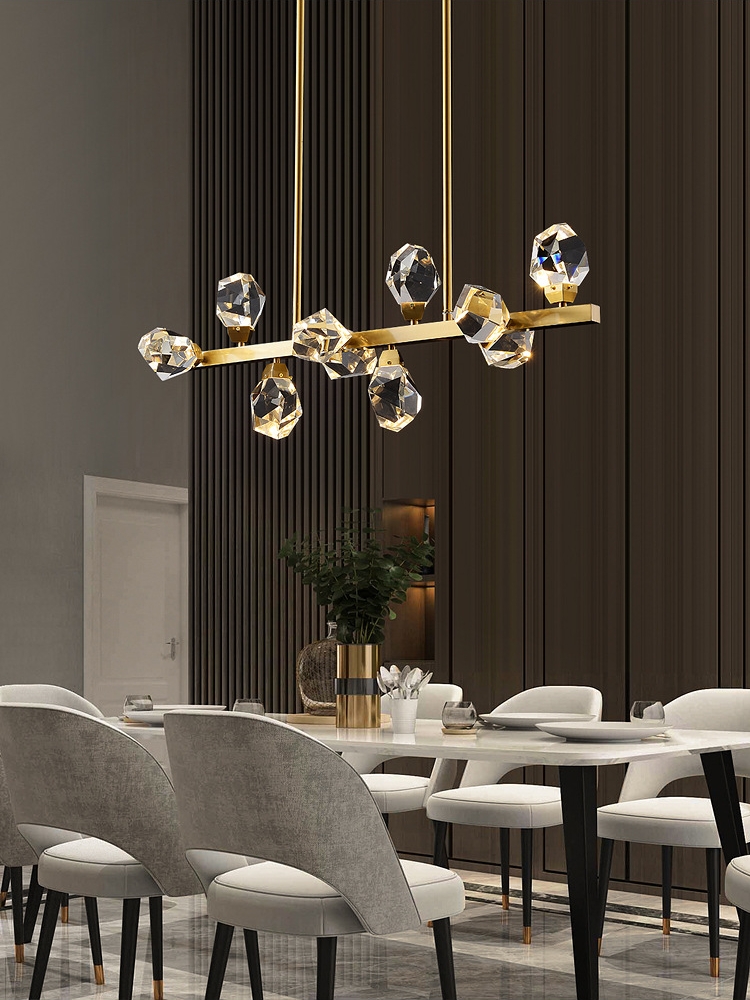 โคมไฟแขวนเพดานโป๊ะโคมทรงเพชรคลิสตัลใสโครงสีทองสไตล์โมเดิร์น Luxury [8367-CRL]