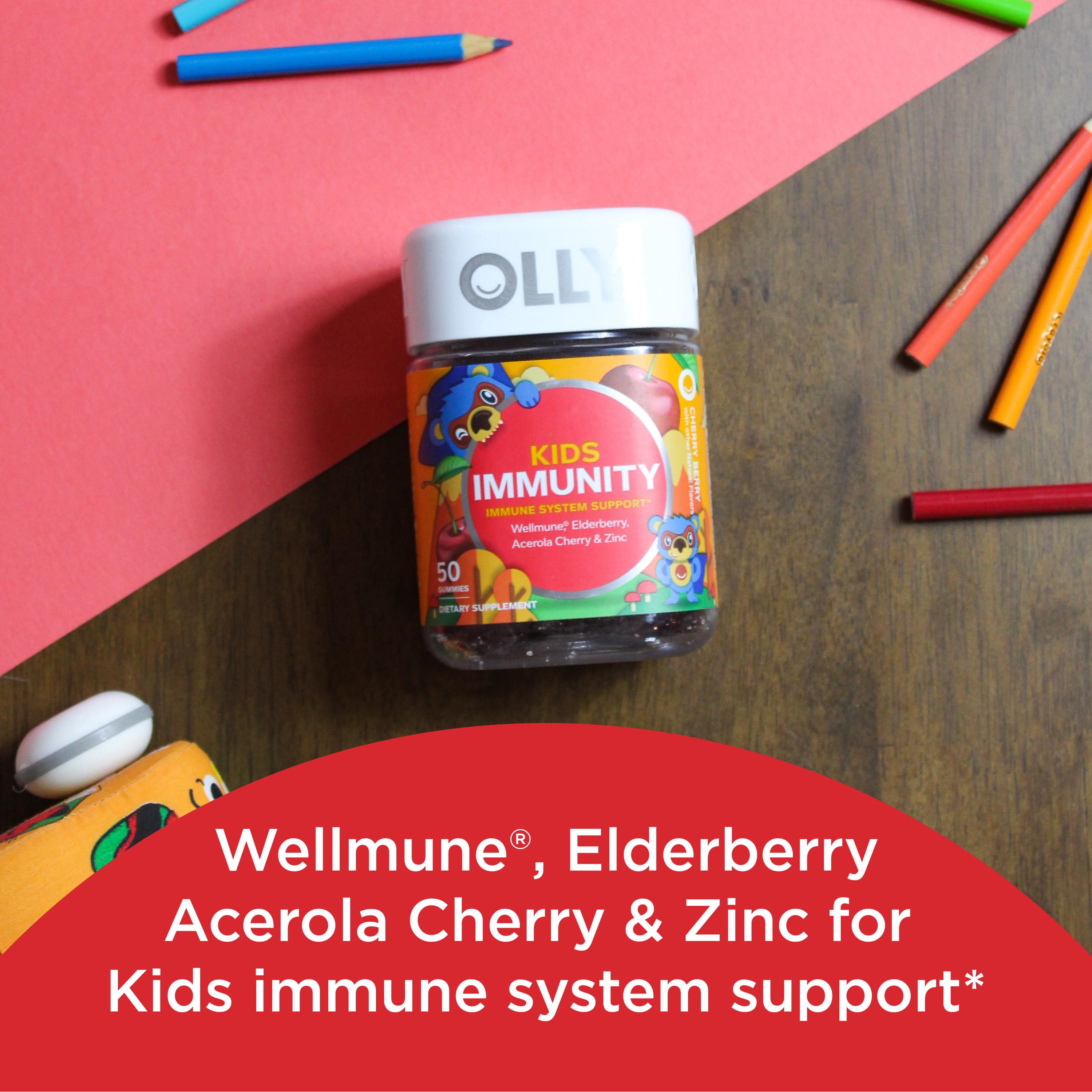 วิตามินเสริมระบบภูมิคุ้มกันชนิดกัมมี่สำหรับเด็ก OLLY Kids Immunity Immune System Support
