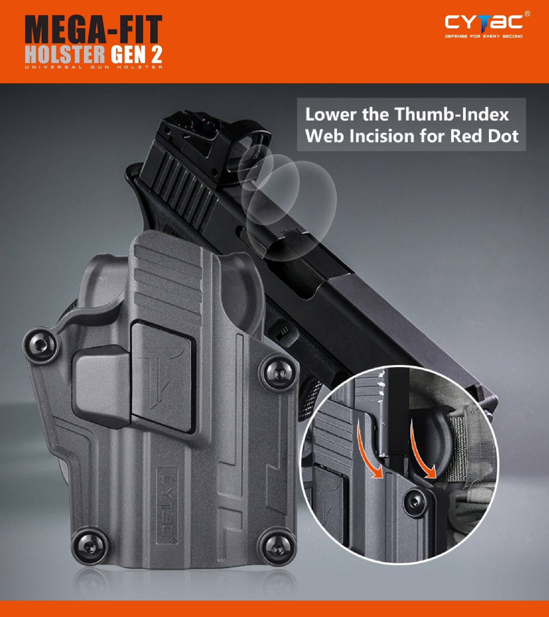 CYTAC thailand ซองพกนอกปลดล็อคนิ้วชี้ Cytac Mega-Fit Holster GEN2