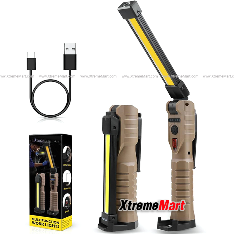 ไฟฉายโคมพับได้ COB Work Lights แสงขาว + แสงเหลือง + แสงแดง หมุนได้ 180องศา พร้อมแม่เหล็กและที่แขวน สำหรับซ่อมรถ ตั้งแคมป์