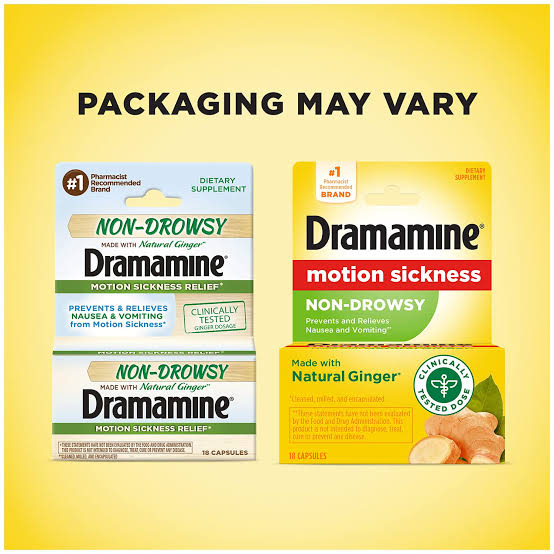 สมุนไพรบรรเทาอาการวิงเวียนจากการเดินทาง Dramamine Motion Sickness Relief - Non-Drowsy Naturals