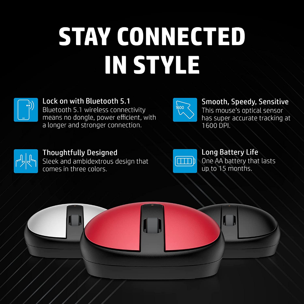 เม้าส์ HP 240 BLUETOOTH RED / BLACK / SILVER 1600 DPI MOUSE