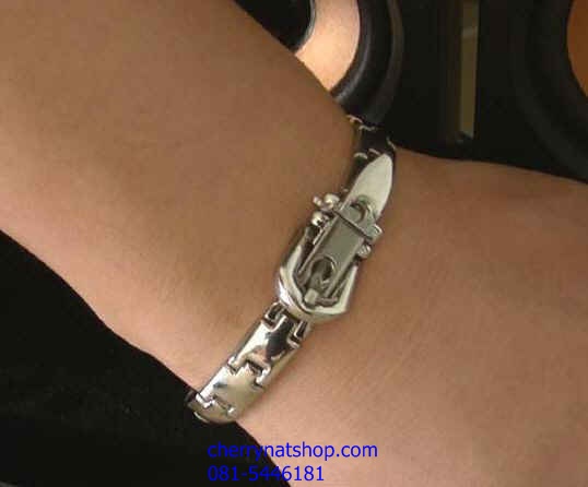 พร้อมส่งสร้อยข้อมือแม่เหล็กเพื่อสุขภาพ สร้อยไทเทเนียมเจอรเมเนียม สร้อยประจุลบ รุ่นM