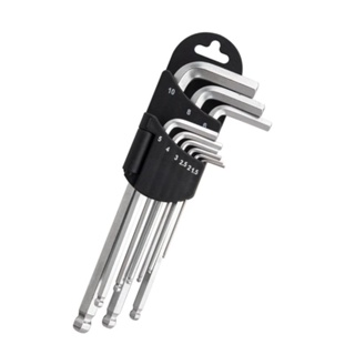 หกเหลี่ยมชุด9ชิ้น ประแจหกเหลี่ยมแอลยาวเหล็กเกรด CR-V