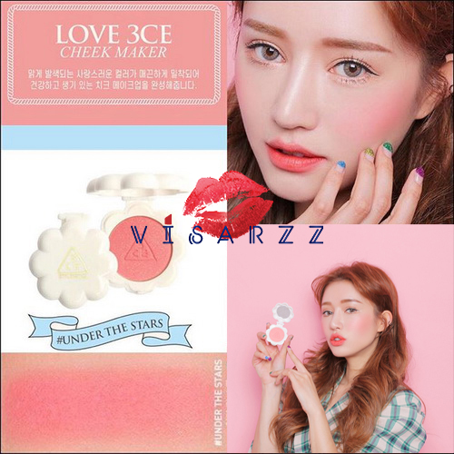 (# Under The Stars) 3CE Love 3CE Cheek Maker 3.8g บลัชออนใหม่ล่าสุด สีสันสดใส ปัดแก้มแล้วมุ้งมิ้งดูดีมีออร่า และตลับลายเปลือกหอยน่ารักสุดๆ