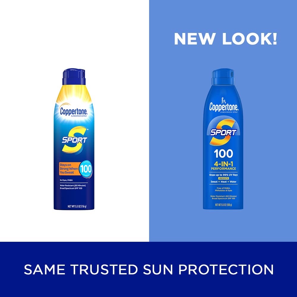สเปรย์กันแดดสำหรับผิวหน้าและผิวกาย Coppertone Sport 4-in-1 Performance SPF100 Sunscreen Spray