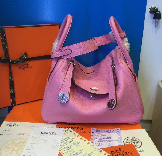 กระเป่า hm lindy togo leather 26 cm สีชมพู