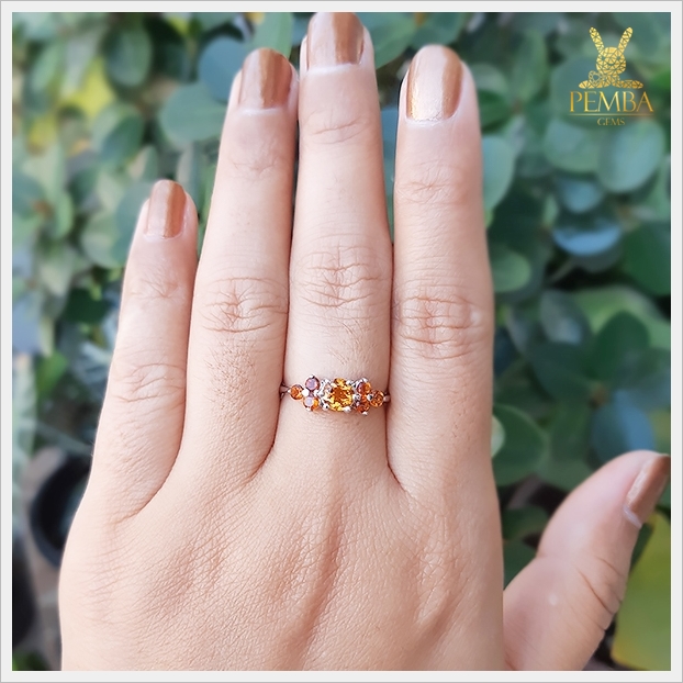 แหวนซิทรินแท้ เงินแท้925 ชุบทองคำขาว ใส่ติดนิ้วน่ารักๆ แหวนพลอยแท้