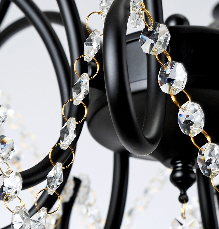 โคมไฟระย้าสไตล์อเมริกันเหล็กดัดแท่งเทียนตกแต่งคริสตัล [D6659]