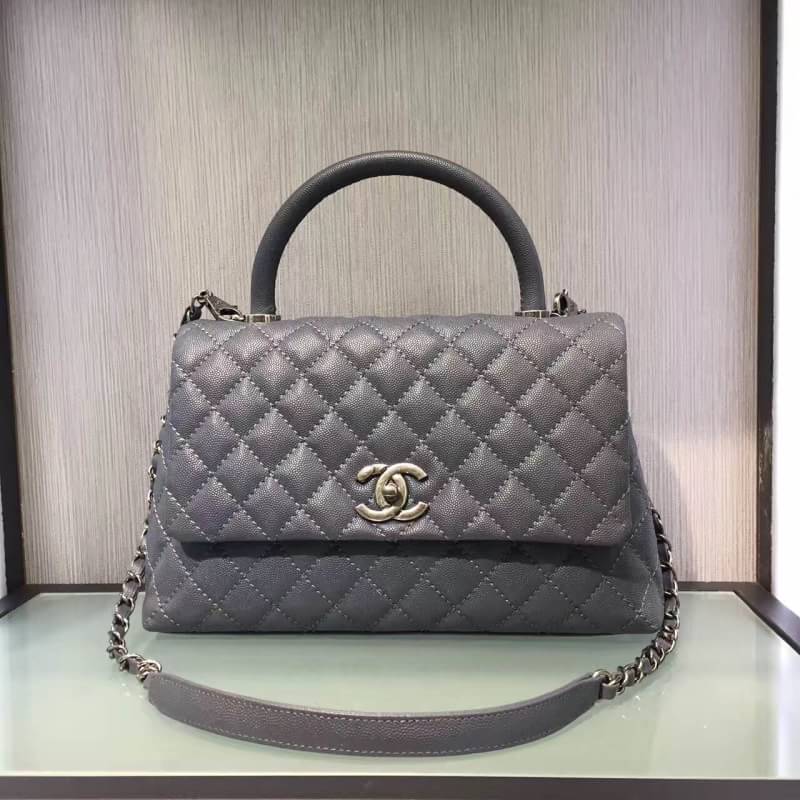 กระเป๋า cn coco handle bag 11,5" สีเทา หนังอิมพอร์ทยุโรป