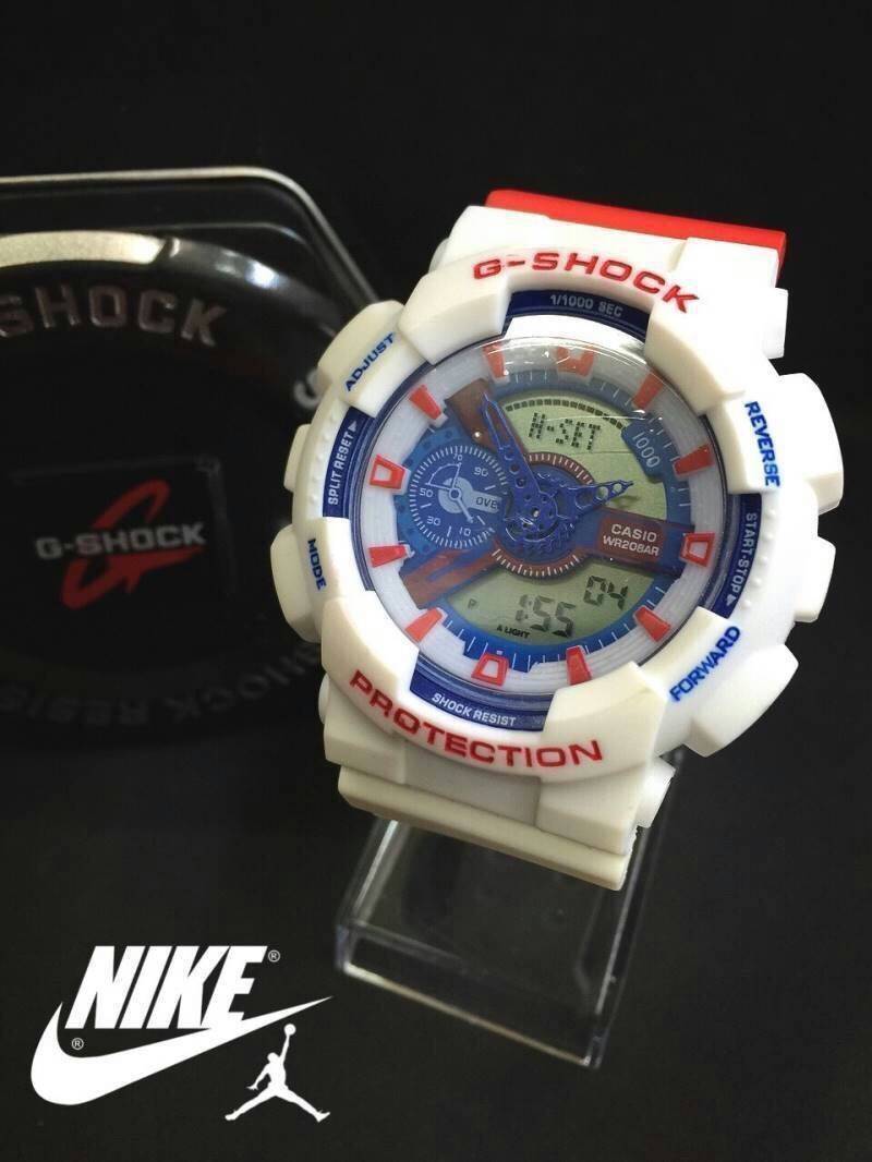 นาฬิกา G-Shock AAA รุ่น สายยางสีแดง-ขาว ( Nike) 2 ระบบ ทน หาไม่ได้อีกแล้ว ถูกสุดๆ
