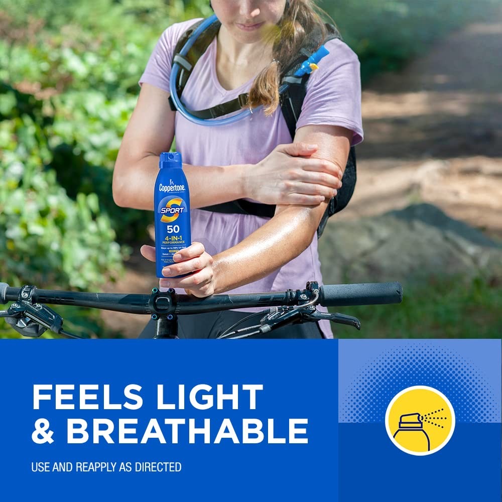 สเปรย์กันแดดสำหรับผิวหน้าและผิวกาย Coppertone Sport 4-in-1 Performance SPF100 Sunscreen Spray