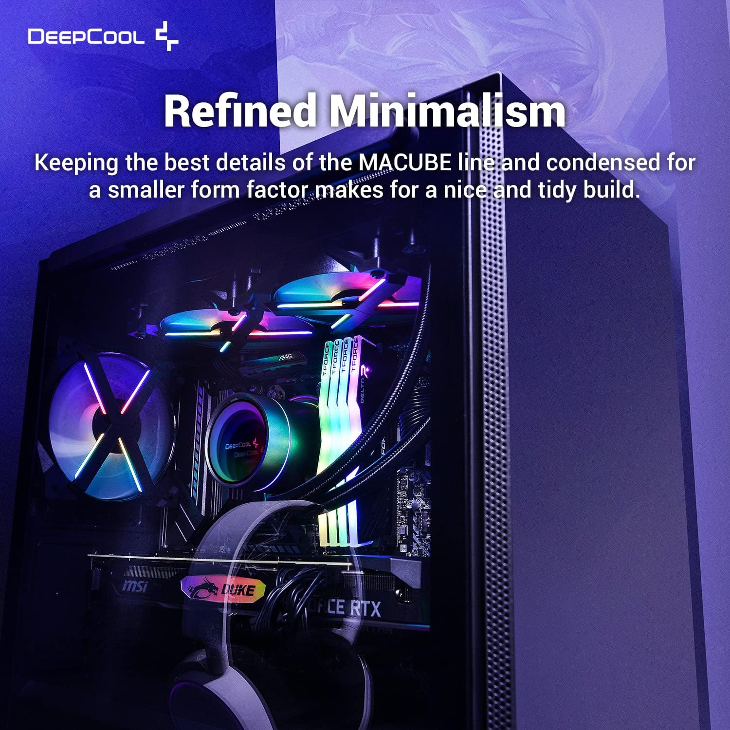 DeepCool MACUBE 110 Black PC Case Micro-ATX with Fan High-Airflow Panels Mid-Tower ATX Gaming Case - สีดำ