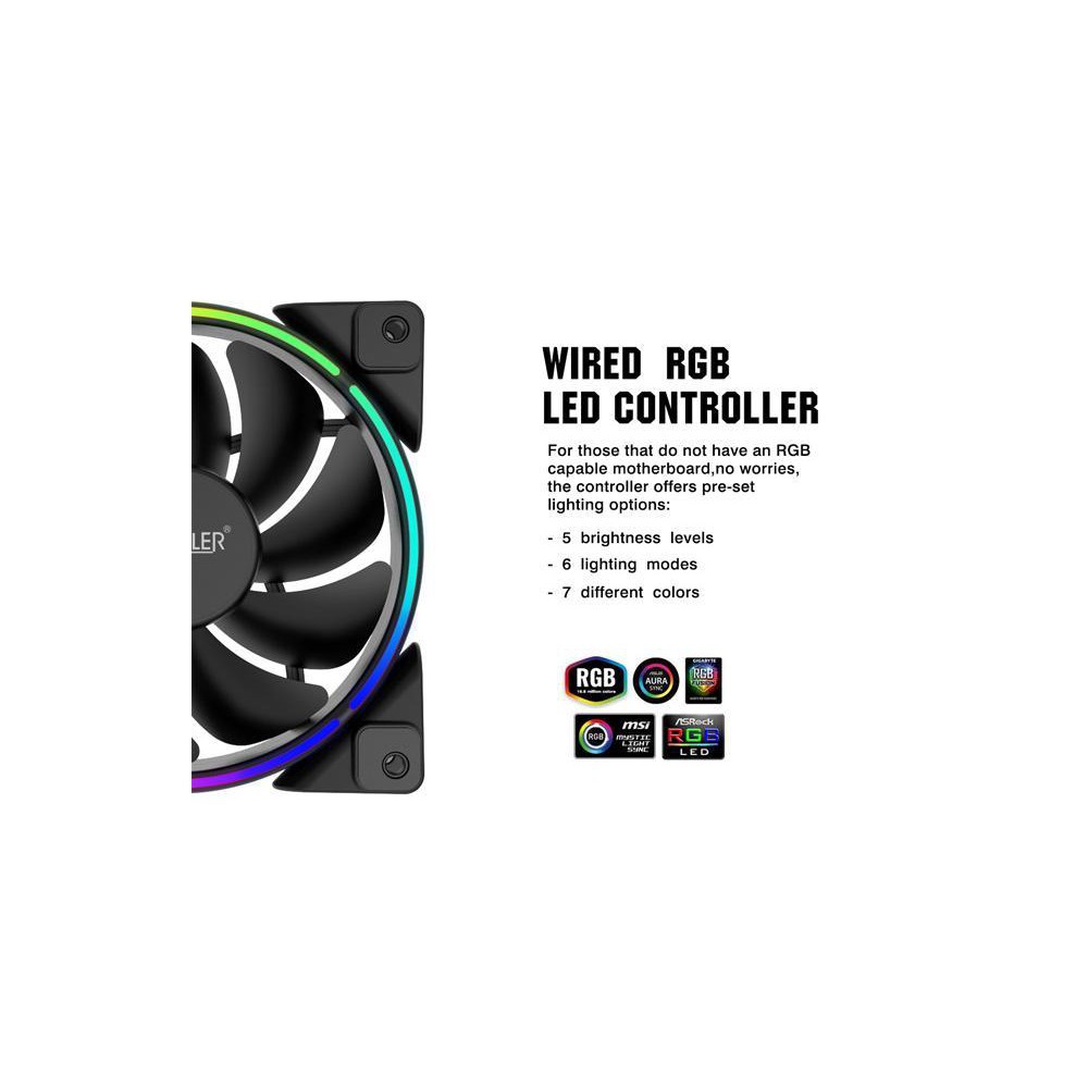 PcCooler CORONA FRGB 120mm PWM Fan Case ARGB - Double-sided with controller ใช้แทน MF120 Halo #Pc cooler